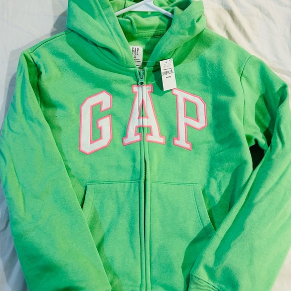 GAP Kids Mint Green Hoodie with Pink Logo NWT - Picture 3 of 4
